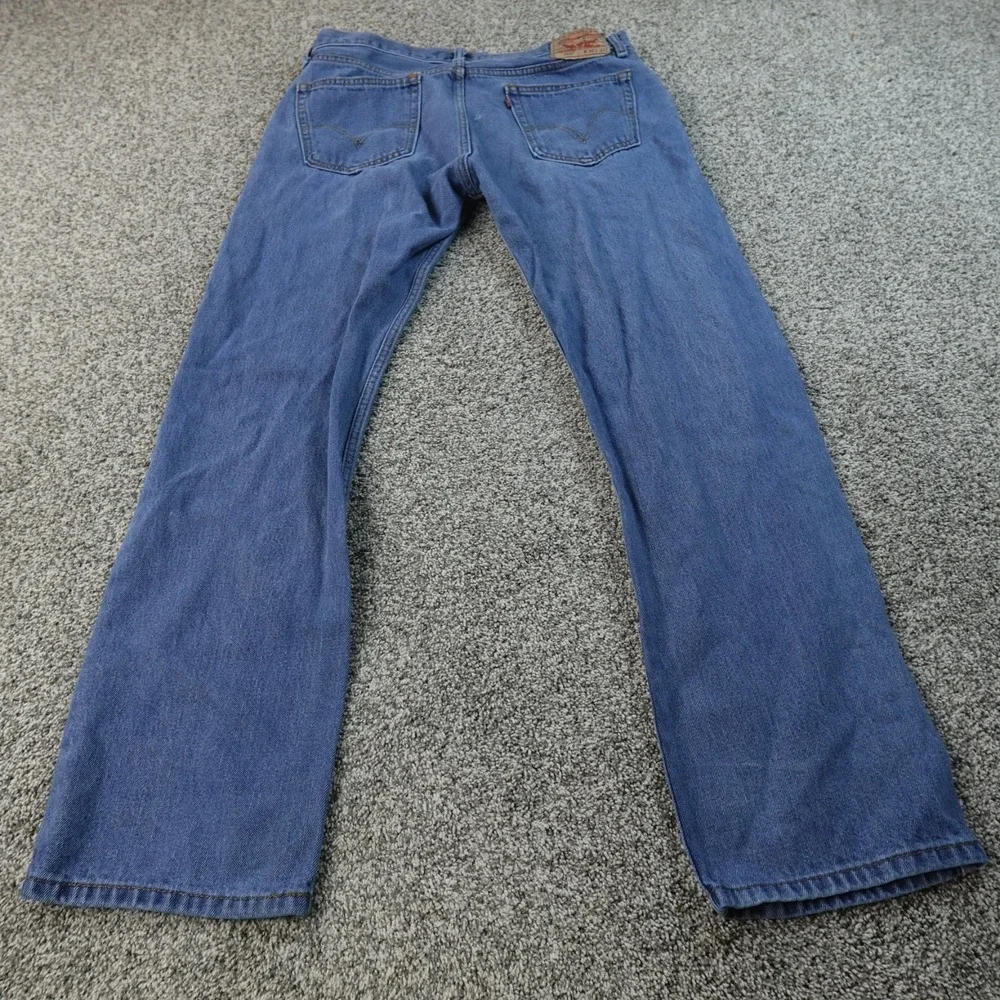 Levis Jeans Mens 36X32 Dark Blue Denim Pants 505 Straight Leg Western Cowboy Y2K